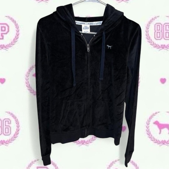 PINK Victoria's Secret Black Hoodie with Sequin Design - Picture 2 of 7